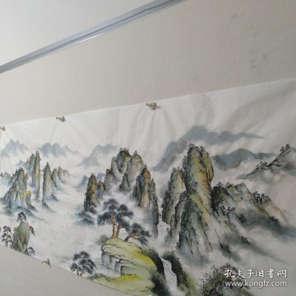 迎客松 山清水秀 山水国画 纯手绘真迹 小六尺宣纸画芯