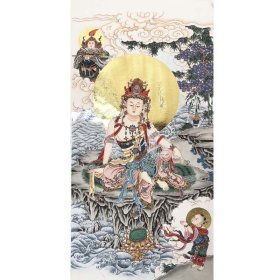 手绘岩彩贴金佛像画