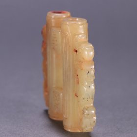 和田玉双管雕件