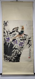 来楚生 花鸟作品 立轴，画心尺寸90//62厘米！