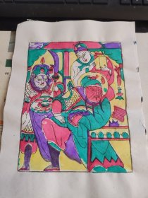 山东曹州木版年画五色套印关二爷夜读春秋武财神