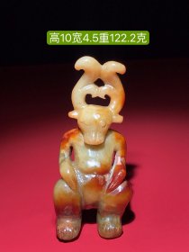 和田玉牛魔王摆件，玉质细腻，包浆厚重，沁色入骨，雕工精细，品相完美，细节如图！