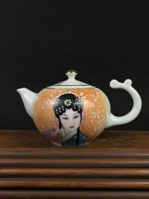旧藏【中华国粹——京剧名伶】手把瓷壶，全品完整无磕冲、尺寸如图！