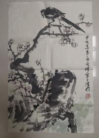 著名花鸟画家孙其峰先生花鸟画，软片，尺寸：高66cm，宽43cm。孙其峰（1920年-2023年3月20日），男，汉族，山东招远人，国立北平艺专毕业。天津美术学院终身教授，文化部中国画研究院院部委员，中国美术家协会理事，中国书法家协会理事西泠印社理事，天津当代美术教育的重要奠基人。【特别说明：该画是为朋友代卖，是高仿孙其峰先生绘图，朋友确定低价出售不议价！有喜欢的朋友可直接下订单】。