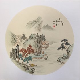 【秋色满溪山图】河北陶瓷艺术大师石老师精品卡纸仿古山水