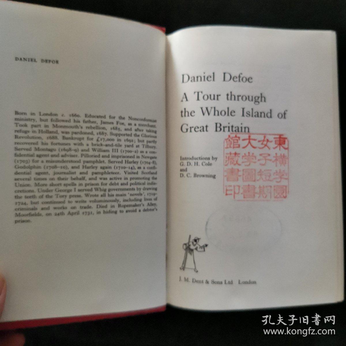 【英文原版书】「Everyman's Library No.820」Daniel Defoe A Tour through the Whole Island of Great Britain（ 「人人文库第820号」丹尼尔·迪福《英国环岛之旅》）