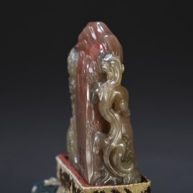 牧甫作 寿山石雕龙纹山子印章