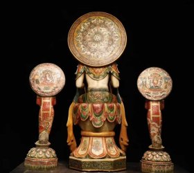 (议价） 北齐汉白玉彩绘大观音一套工艺精美法相庄严高150cm宽60cm厚45cm高1米宽36cm厚30cm