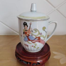 手绘彩色巜敦煌飞天仕女人物图》早期制作精品茶杯