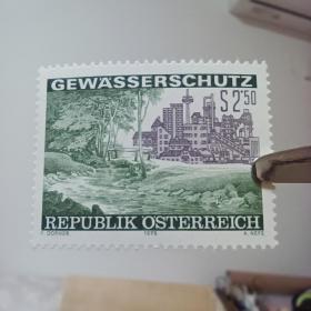un01外国邮票奥地利1979年 环保水资源风光 雕刻版 新 1全