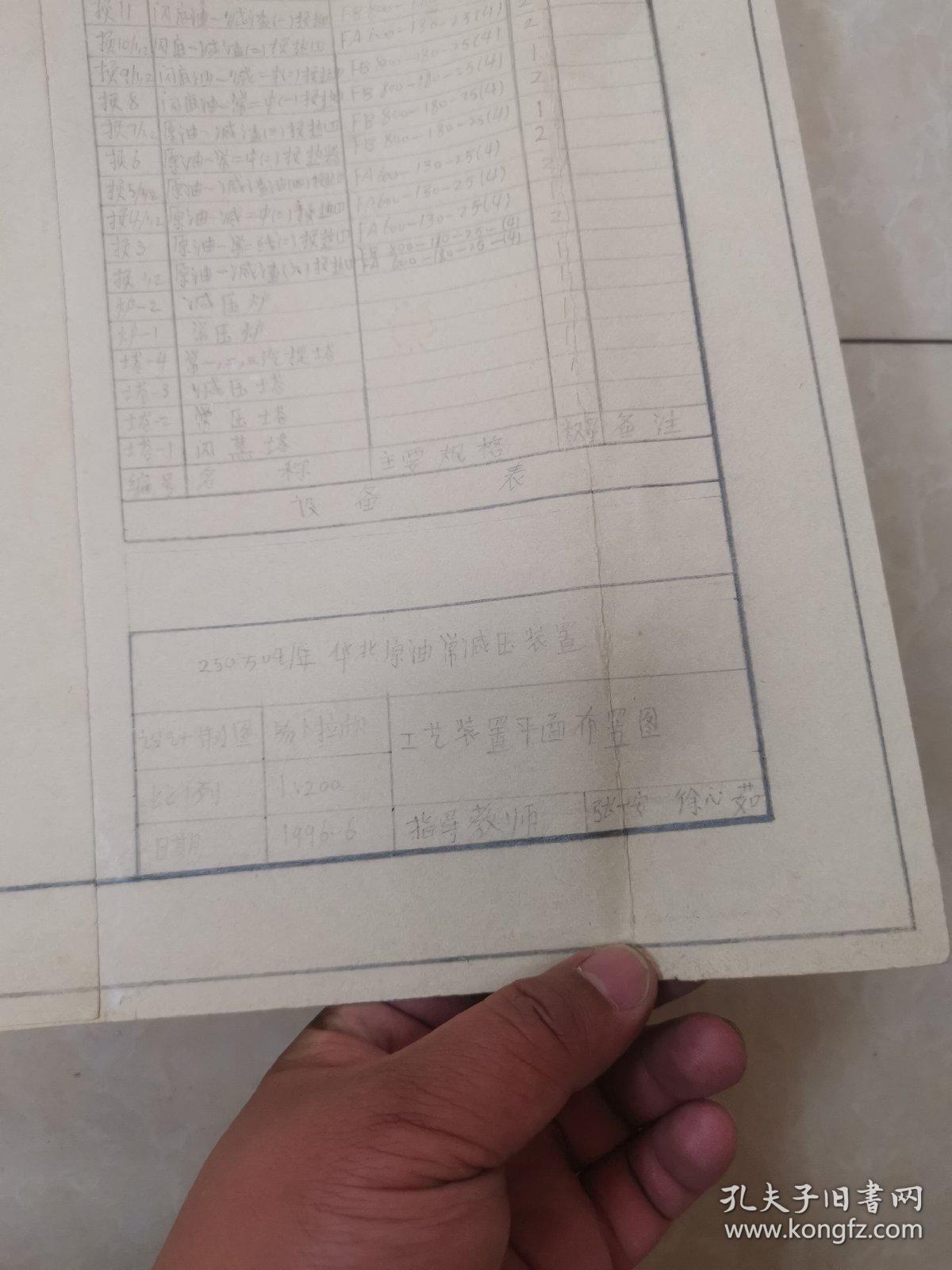 250万吨／年，华北原油装减压装置，工艺装置平面布置图，指导教师张一安，徐心如