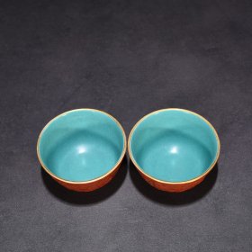 瓷器 清雍正御制剔红釉花卉凤纹杯 4.5*8厘米