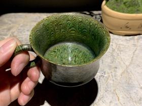 日本回流，绿色绞胎 老抹茶杯