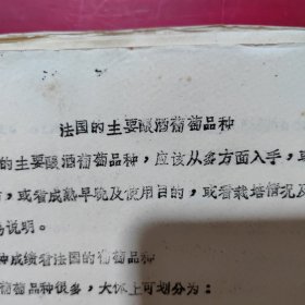 酿造葡萄酒油印资料：《西班牙的葡萄栽培和葡萄酒生产》《希腊的葡萄品种》《国内的主要酿酒葡萄品种》《法国的主要酿酒葡萄品种》《食品与发酵工业科技**座谈会专辑》