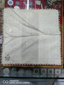 一个民国时期 烟台特色的麻布刺绣手帕