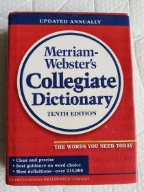 Merriam-Webster's Collegiate Dictionary 布面硬封+书衣 带手扣 书口三面红色雪花点装饰纹，品好未用近新