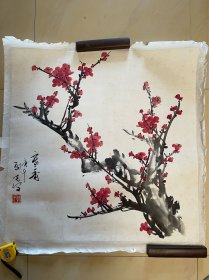 谷朝光花鸟画梅花国画花卉字画书画斗方水墨作品有章款无题百分百纯手绘