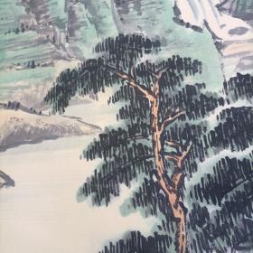 工艺画，装饰品山水画，谢雅柳作品，装裱好的芯长133x66带字画収付款单，实物拍图