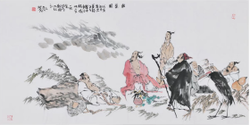 梁占岩 字画国画四尺横幅人物画精品（自鉴）