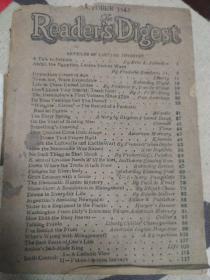 民国时 英文读者文摘 第43期 1942年43总258英文原版  重庆沙坪坝 时与潮书店社经售 老版本抗战期间重庆陪都土纸.品相一般如图见瑕疵