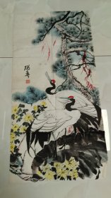 名人书画1副，松鹤延年