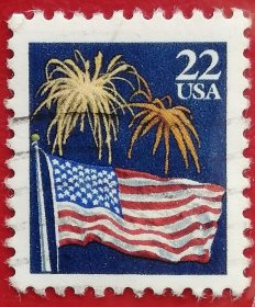 袁袁收藏美国邮票 1987年 国旗 礼花 1全信销