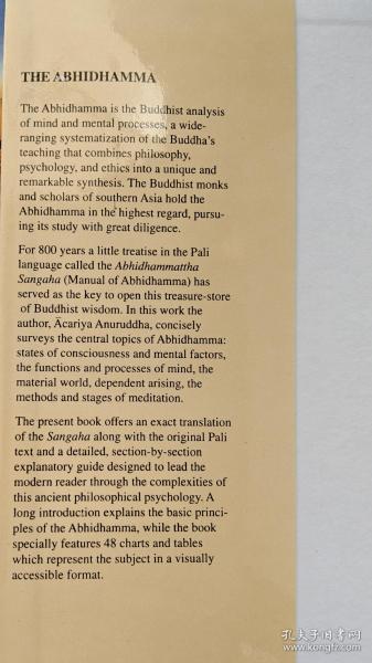 A Comprehensive Manual of Abhidhamma

The Abhidhammattha Sangaha of Acariya Anuruddha

Pali text originally edited and translated by Mahathera Narada

Translation revised by Bhikkhu Bodhi