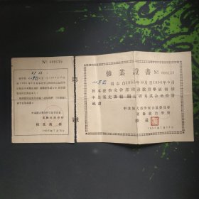 1956年中共旅大市沙河口区委员会业余政治学校修业证书