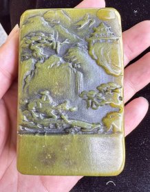 田黄石艾叶绿老印章一枚