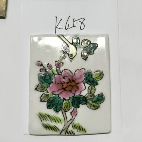 k658老厂库存人工手绘粉彩瓷片花鸟DIY装饰镶嵌临摹