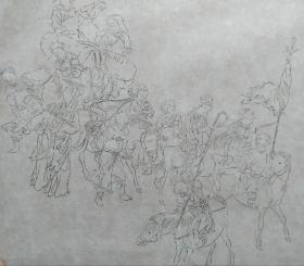 【679.】清末民国时期，昭君出塞画稿，纸本，尺寸29✘24