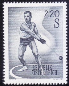 A304奥地利邮票1967年体育 链球 1全新 雕刻版