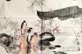 江风国画横幅花鸟人物557