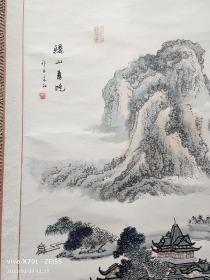 仿骊山春晓图，画工细腻，精裱