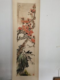 南京著名老画家徐道之出版花鸟画精品立轴，有出版物。