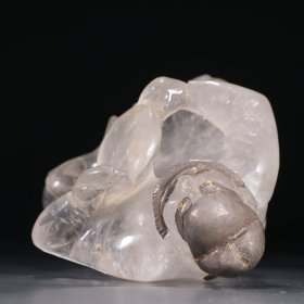 清代 水晶嵌银胡人摆件