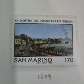 SAN126圣马力诺邮票1980年 第20届国际邮票展览 那不勒斯 新 1全