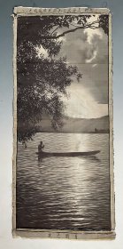 0757 民国时期启文美术丝织品《月明之夜》66.5x29.5 cm