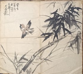 茶室 书房 装饰 国画 竹韵小鸟 北京 书画家 齐志强 49*44cm