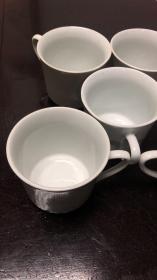 6070年代景德镇怀旧款杯，茶水杯缸，五个一同出，品相完整高7cm直径8cm