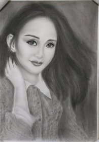 杨莹 杨卫青 带合影 纯手绘 工笔 素描 人物画 国画保真