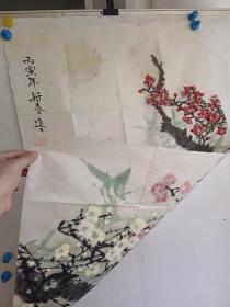 北京著名老画家 李道五 水墨手绘 花鸟画一副 尺寸104x64
保真包手绘
  李道五，艺名三杨，1943年出生于北京一个书画世家。祖籍河南沁阳。其父李滋元老先生是早年名闻京城的书画前辈。幼年，受其父李滋元老先生的熏陶，耳濡目染，迷上绘画。后入中央美院进修。几十年来他除了苦心研习历代名家名作。还多处求师，得到书画名家教诲。师承著名国画家郭味蕖王雪涛先生等。