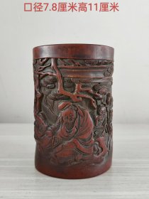 刻人物故事竹笔筒11523