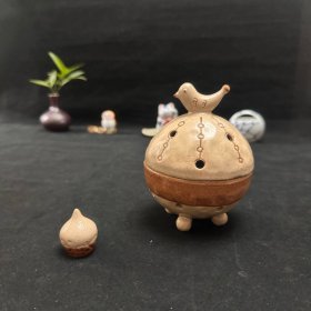 日本瓷器手造粗陶大吉大利香炉家用室内香道香炉