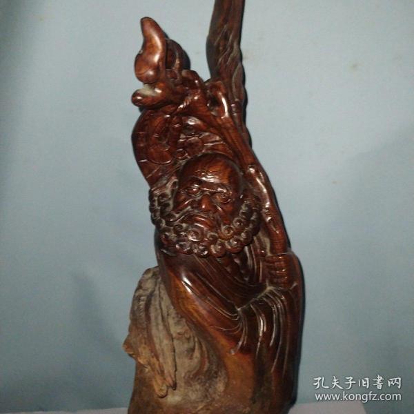 清代达摩祖师 达摩木雕造像 根雕 高约68.5× 26 cm