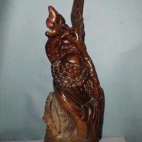 清代达摩祖师 达摩木雕造像 根雕 高约68.5× 26 cm