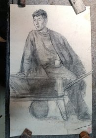 著名红色画家 胡蛮 五六十年代人物素描 ，尺寸54*34，品如图。