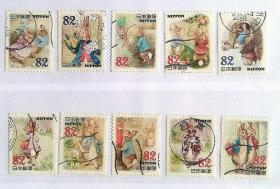 日本信销邮票～《彼得兔》82円面值，10全