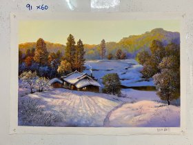 朝鲜油画 金哲 作品 冬景