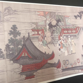 11古玩字画收藏古代爱情长恨歌长卷画唐明皇对杨贵妃的爱上卷